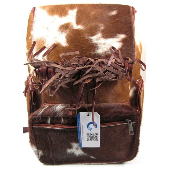 Luxury Real Cowhide Backpack for Women & Men – Hair-On Leather Cow Diaper Bag - Picture 7 of 7